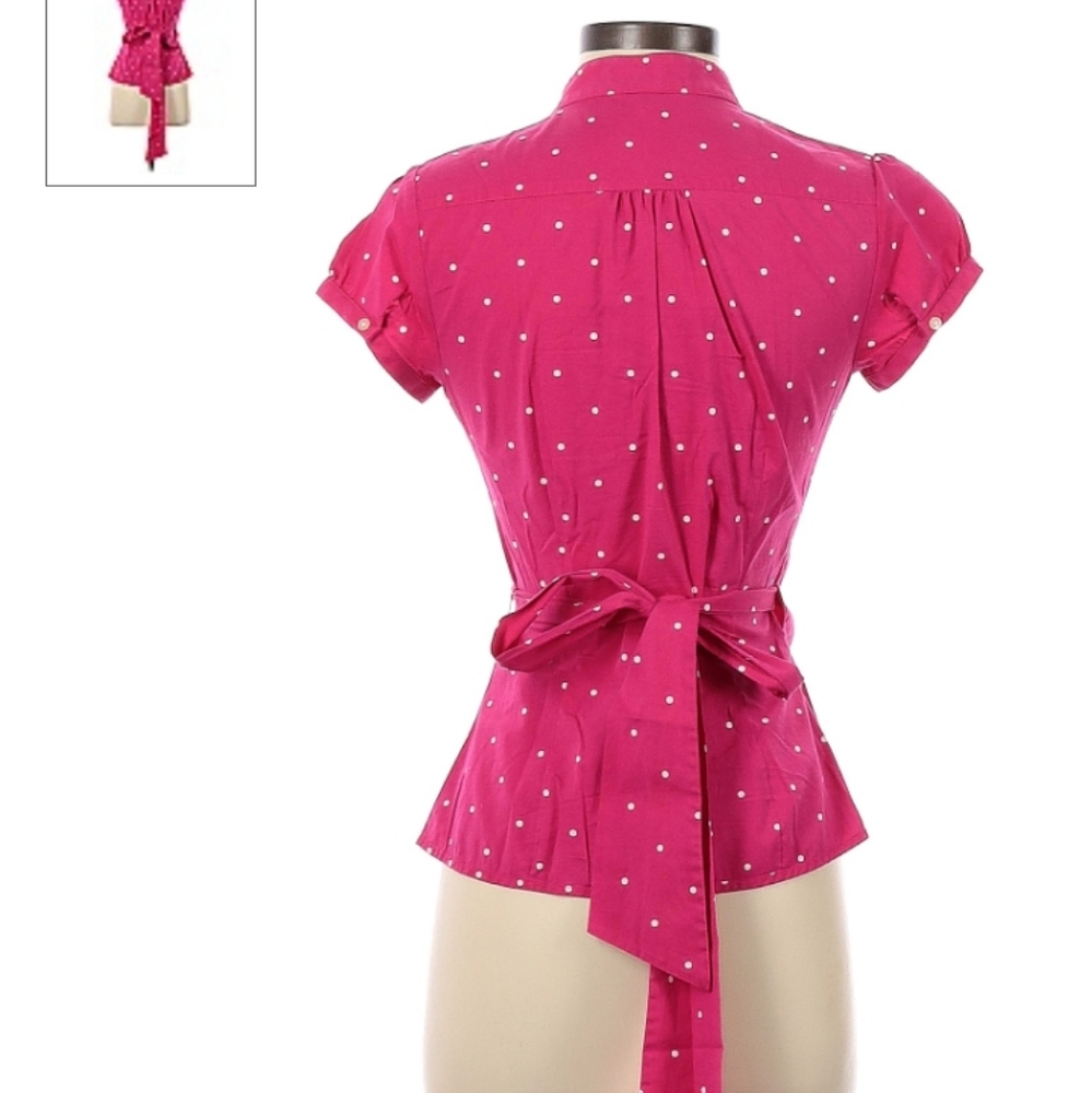 Express Satin Wrap Blouse in Bright Pink - Picture 11 of 12